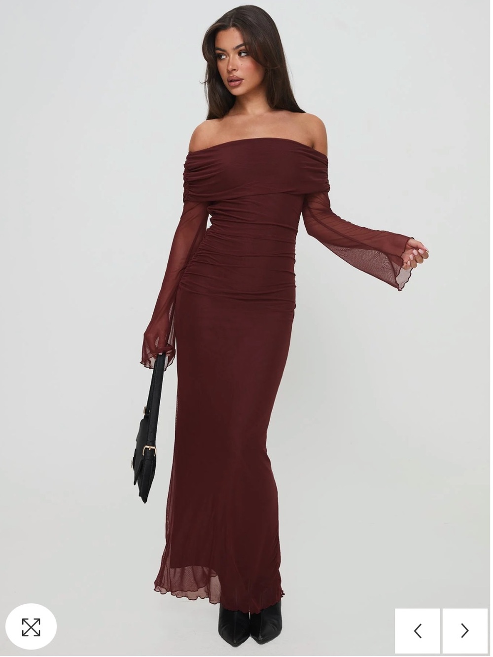 Princess Polly Consideration Long Sleeve Maxi Dress in Chocolate